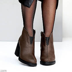 Шикарні черевики ботильйони натуральна вощена шкіра колір Горький Шоколад