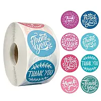 Наклейки в рулоні "Thank you" Ø25 мм (500 шт)