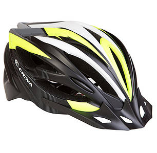 Шолом велосипедний з козирком CIGNA WT-068 (чорно-біло-салатний)