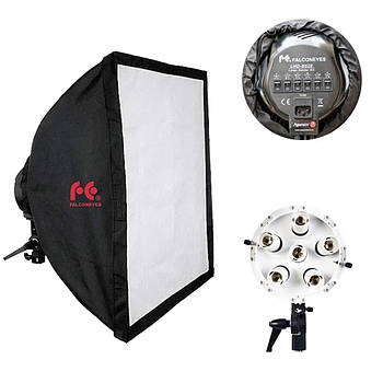 720Вт Софтбокс на 6 ламп постоянного света Falcon LED-B628FS с лампами (софтбокс 60 x 60 см, лампы 12Вт*6шт)