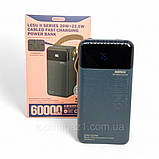 Зовнішній акумулятор Remax 60000 mAh місткий павербанк 22.5 Вт Power bank для планшета і телефону 2USB, фото 11