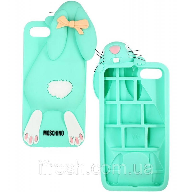 Силіконовий чохол для iPhone SE 2022/2020/8/7 - Violetta Rabbit (Заєць), Ментоловий, фото 1