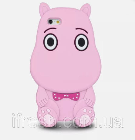Силіконовий чохол для iPhone SE 2022/2020/8/7 - 3D Hippo (Бегемот), Рожевий, фото 1