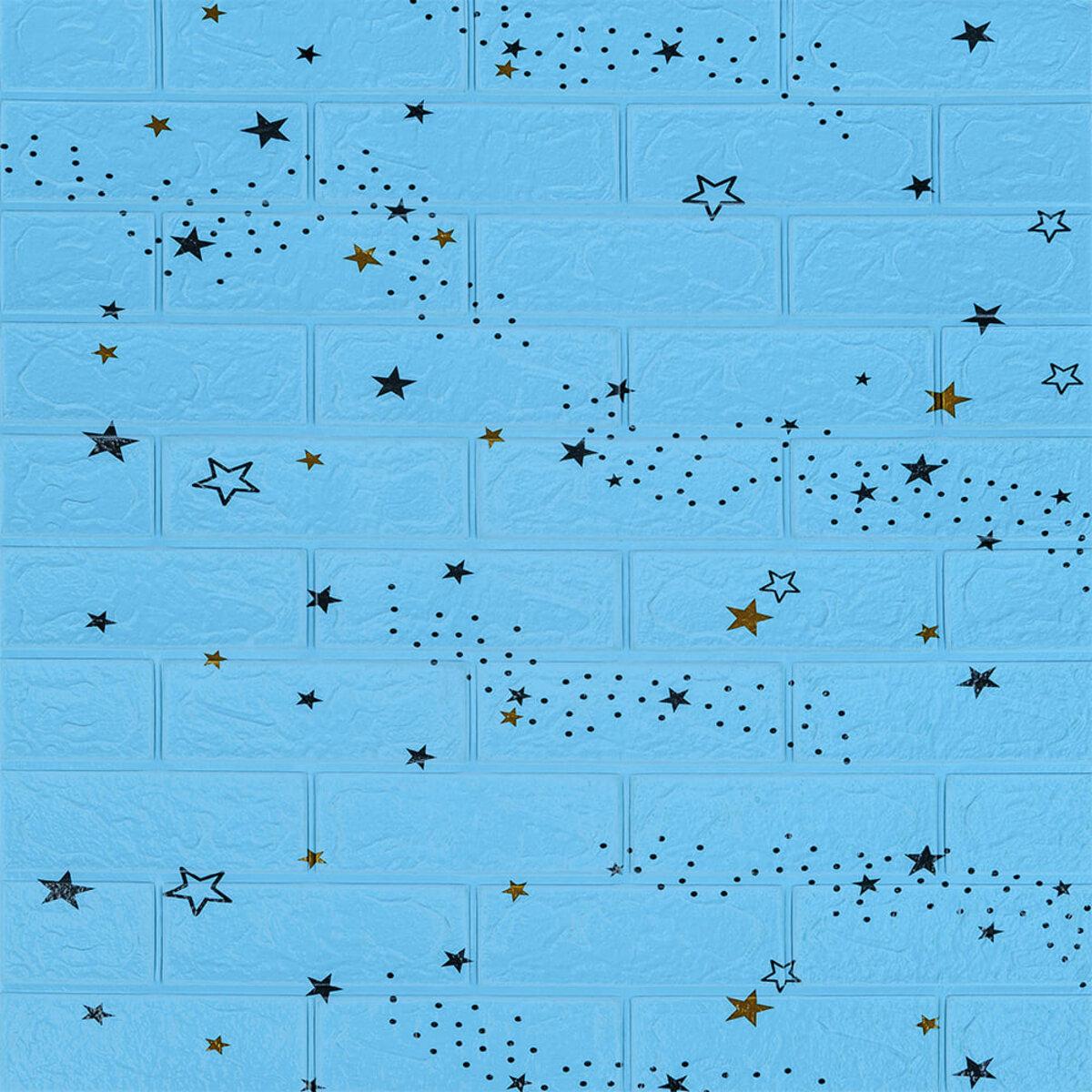 Самоклеюча 3D панель блакитні зірки 700х770х3мм (321) SW-00001342, фото 1