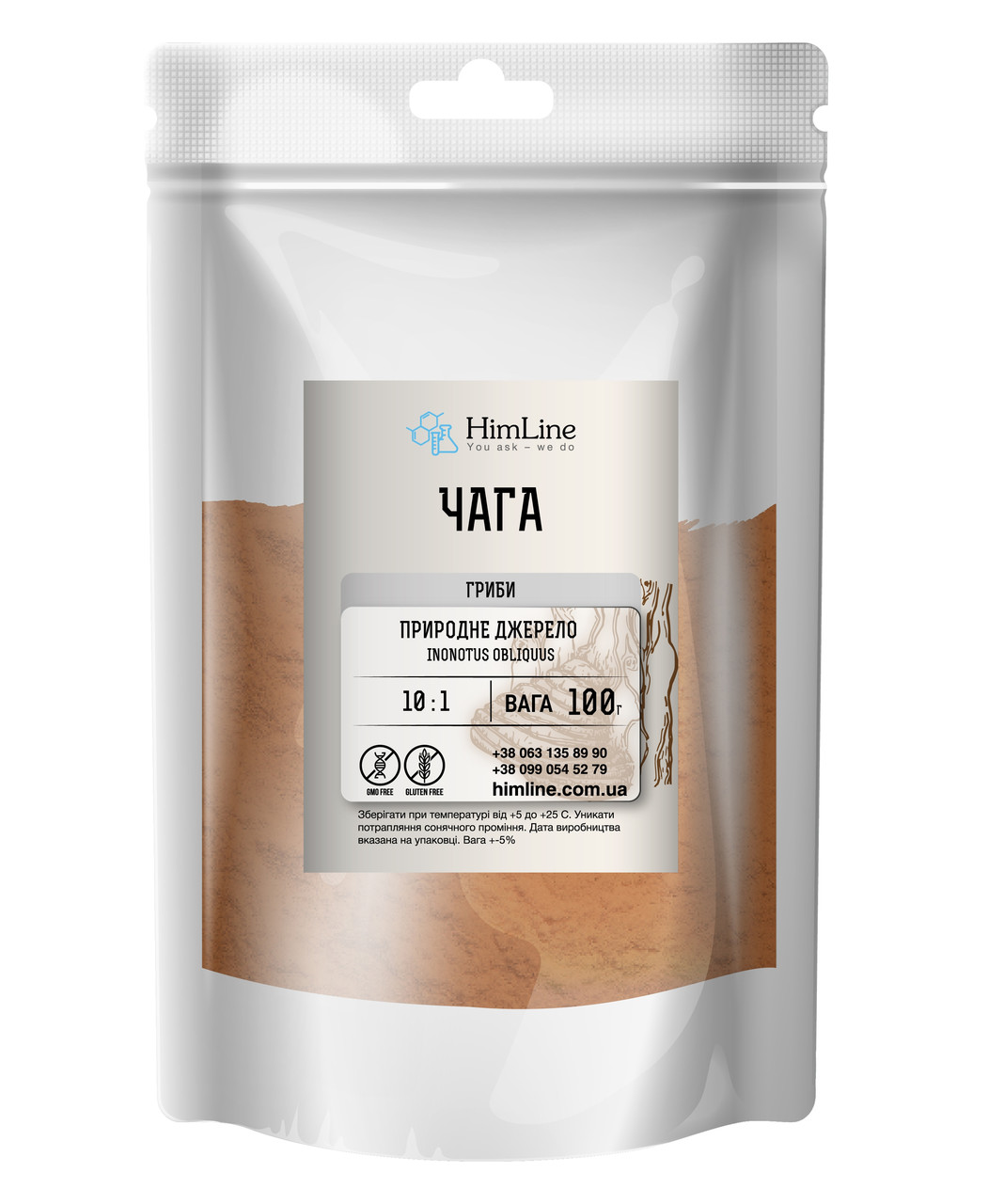 Чага гриб сухий екстракт 10:1 100 г, фото 1