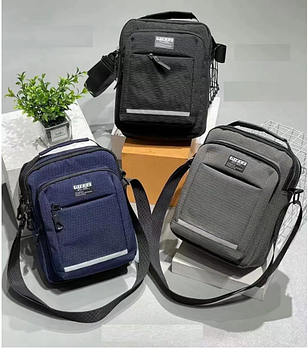 Чоловіча сумка 25*20 см через плече на блискавці з кишенею в різних кольорах Bagfon