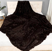 Хутряне покривало "Травичка"/Покривало з довгим ворсом шоколадне 160х210