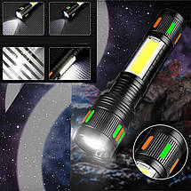 Ліхтар ручний PLD 623-TG+COB, night vision fluorescence, Li-Ion аккум., ЗУ Type-C, індикація заряду, zoom, фото 6
