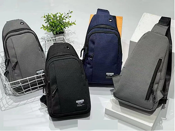 Чоловіча сумка слінг 31*18 см через плече на блискавці з кишенею в різних кольорах Bagfon