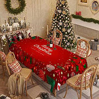 Прямокутна яскрава скатертина на різдвяний - новорічний стіл із фланелі 200 см на 140 см