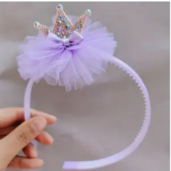 Обідок принцеси з короною зі стразами бузковий, фото 1