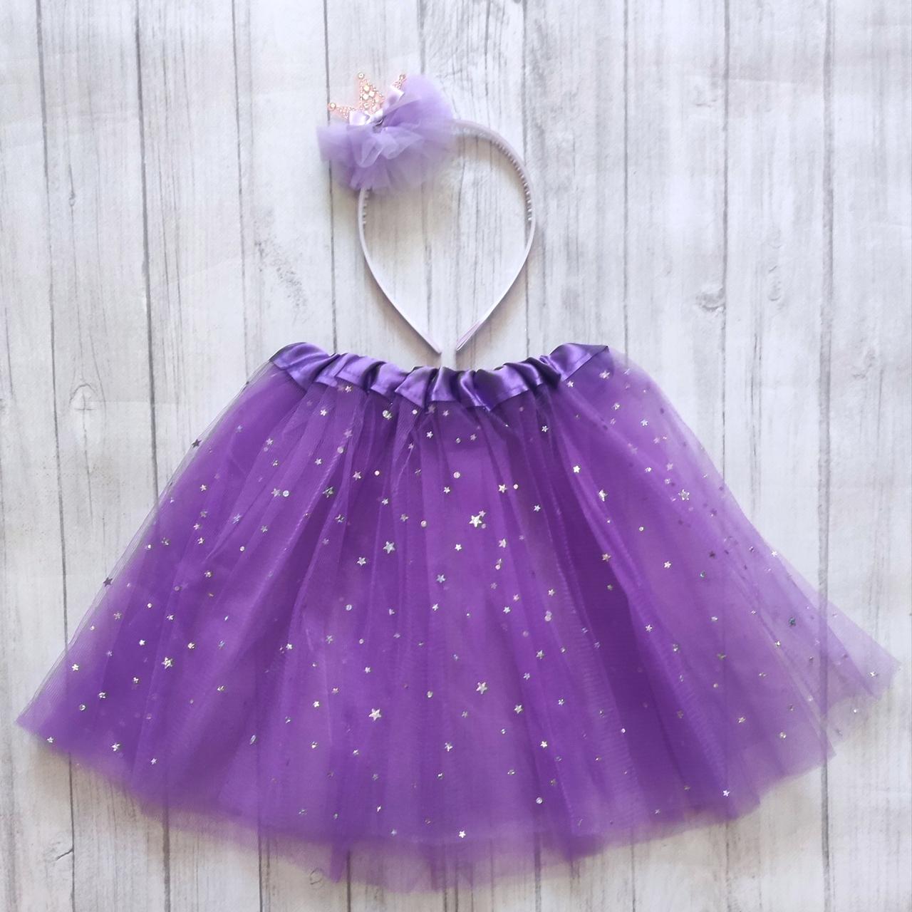 Костюм Принцеси спідниця пачка й обідок Корона зі стразами фіолетовий, фото 1