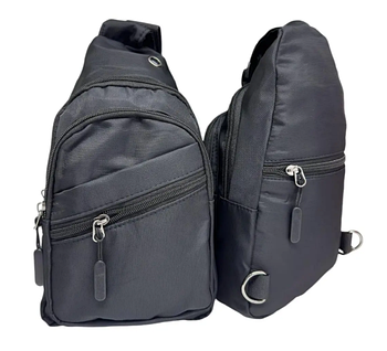 Чоловіча сумка чорна слінг 32*18 см через плече на блискавці з кишенею Bagfon