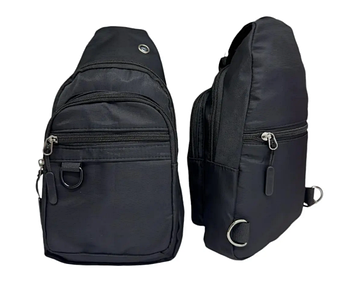 Чоловіча сумка чорна слінг 32*18 см через плече на блискавці з кишенею Bagfon