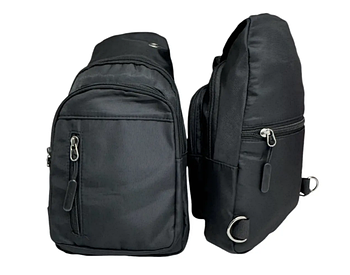 Чоловіча сумка чорна слінг 32*18 см через плече на блискавці з кишенею Bagfon