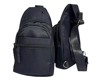 Чоловіча сумка чорна слінг 31*18 см через плече на блискавці з кишенею Bagfon