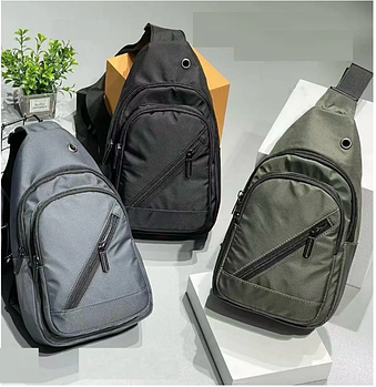 Чоловіча сумка слінг 31*18 см через плече на блискавці з кишенею в різних кольорах Bagfon