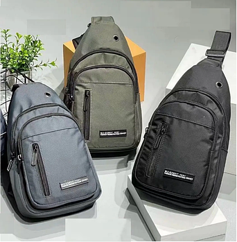 Чоловіча сумка слінг 31*18 см через плече на блискавці з кишенею в різних кольорах Bagfon