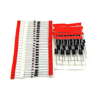 Набір випрямних діодів 8 типів (100 шт.) 1N4148, 1N4007, 1N5819, 1N5399/1N5408, 1N5822, FR107, FR207