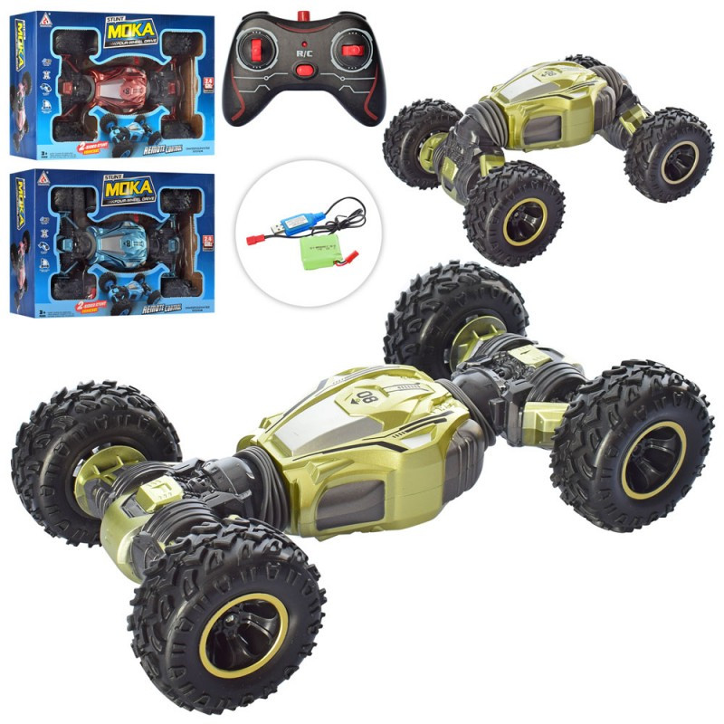 Трюкова радіокерована машина 9023 з гумовими колесами, акумулятор, USB, 31х21х10 см