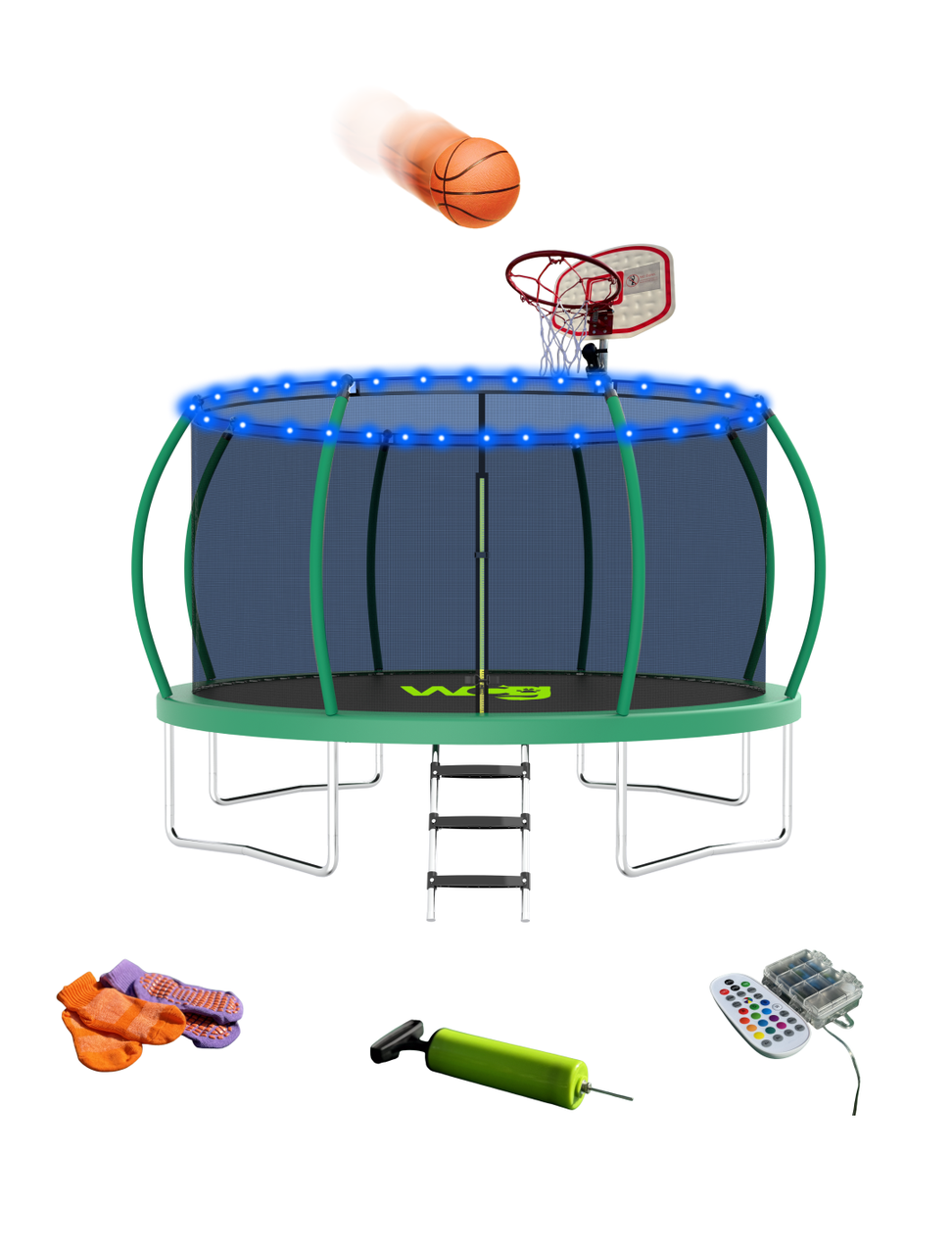 Батут WCG 366 см із внутрішньою захисною сіткою та LED підсвіткою 12FT, фото 1