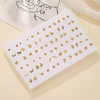 Ювелірний набір біжутерії "Модні сережки-цвяшки" золото/срібло, 36 пар/МЕГАлот