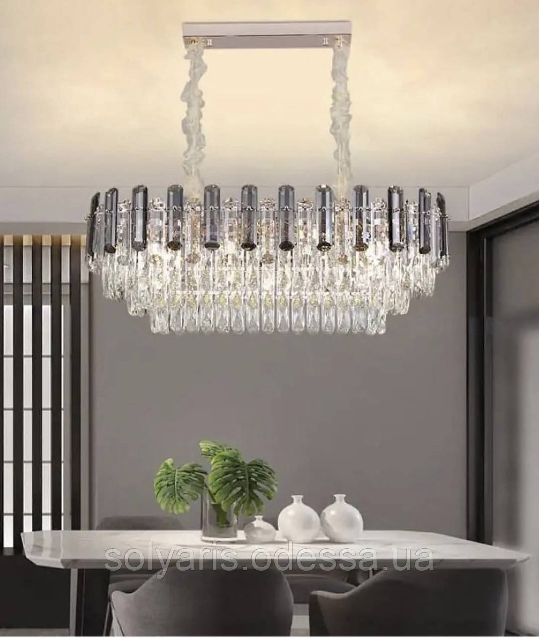 Кришталева люстра овальної форми для вітальні, зали на 8 ламп, 222022/800x300CH, фото 1