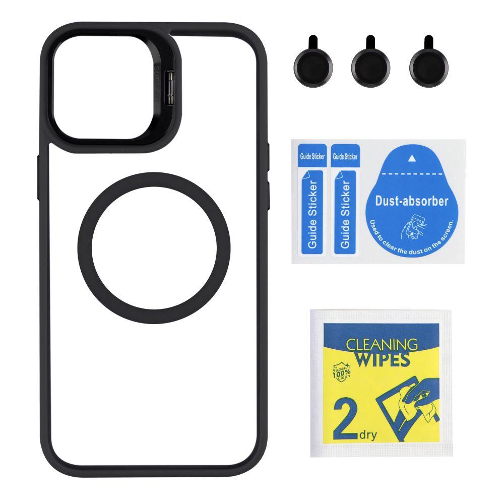 Чохол TPU+PC+Metal Stand Case with MagSafe and Camera Lenses для iPhone 13 Pro Max Колір Black, фото 1