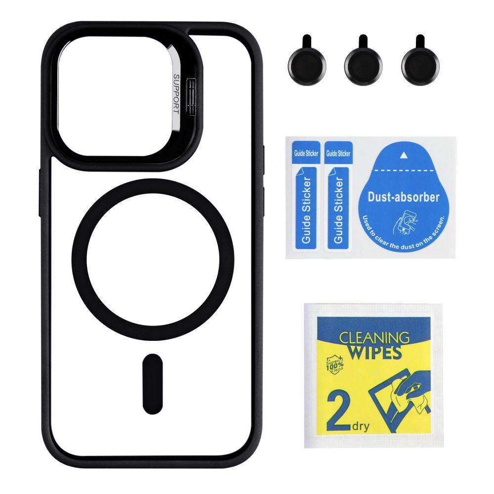 Чохол TPU+PC+Metal Stand Case with MagSafe and Camera Lenses для iPhone 13 Pro Колір Black, фото 1