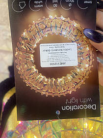 Новорічний вінок гірлянда для прикраси будинку на батарейках Decoration with light