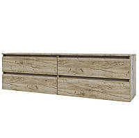 Сучасна тумба під телевізор на чотири ящики без ручок Ідея 520/1800 Дуб Крафт Сірий/Сатин Garant