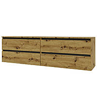 Сучасна тумба під телевізор на чотири ящики без ручок Ідея 520/1800 Дуб Артизан/Сірий Графіт Garant