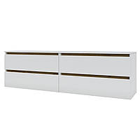 Сучасна тумба під телевізор на чотири ящики без ручок Ідея 520/1800 Німфея Альба/ Дуб Артизан Garant