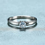 Каблучка Медичний сплав з вставкою каменю Фіаніт , колір срібло, розмір 17, 18, 19, фото 2