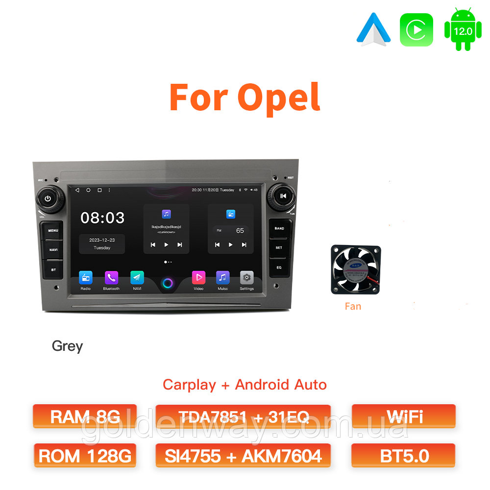 Штатна автомагнітола Android S960 OPEL Astra Vectra Zafira Vivaro Antara Meriva Corsa Combo Signum 8/128 Гб СІРИЙ