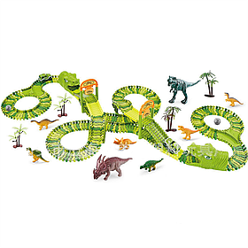 Дитячий автотрек з динозаврами Dinosaur Track Toys 320+54 деталі та 2 машинками