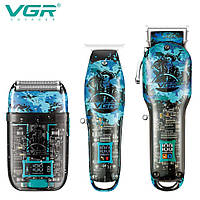 Комплект VGR 3 в 1 V-645 акумуляторна машинка для стрижки (clipper), триммер та електробритва (шейвер)