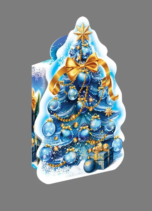 Новорічна картонна коробка для цукерок 800 грамів, фото 1