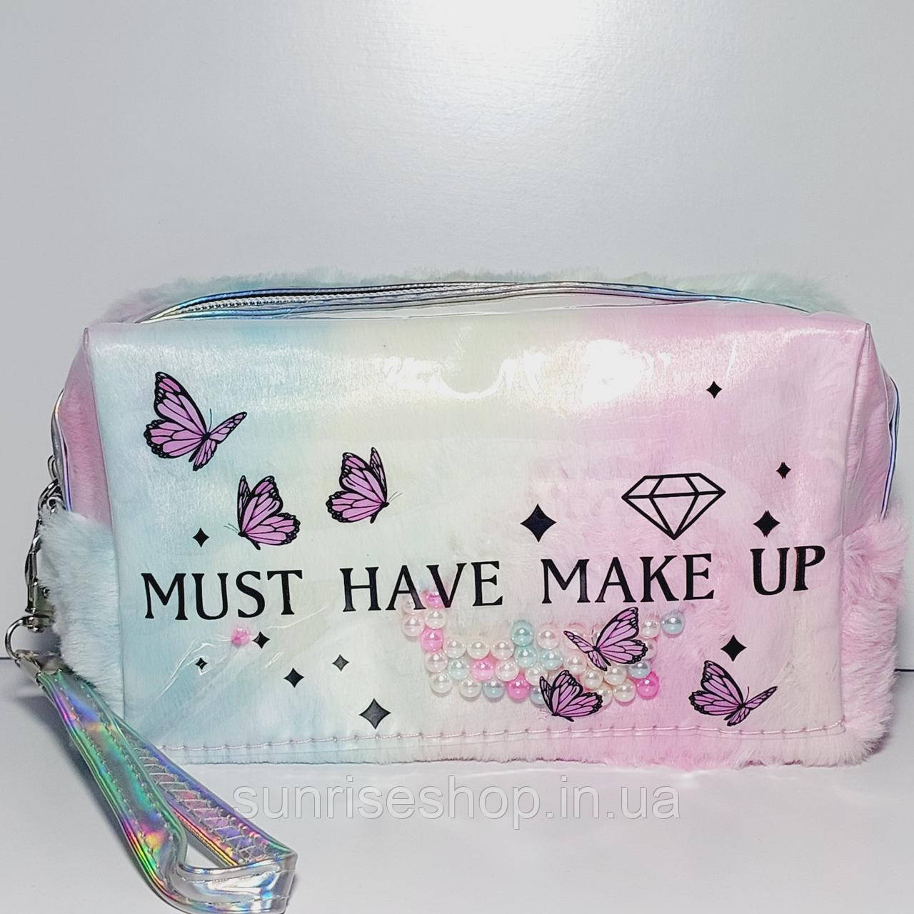 Косметичка штучне хутро форма бочонок