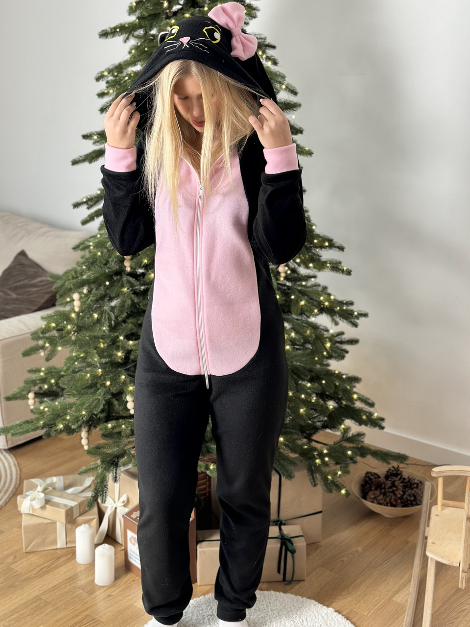 Кігурумі піжама з кишенею на попі Зайка чорна (розміри: XS-4XL), фото 1