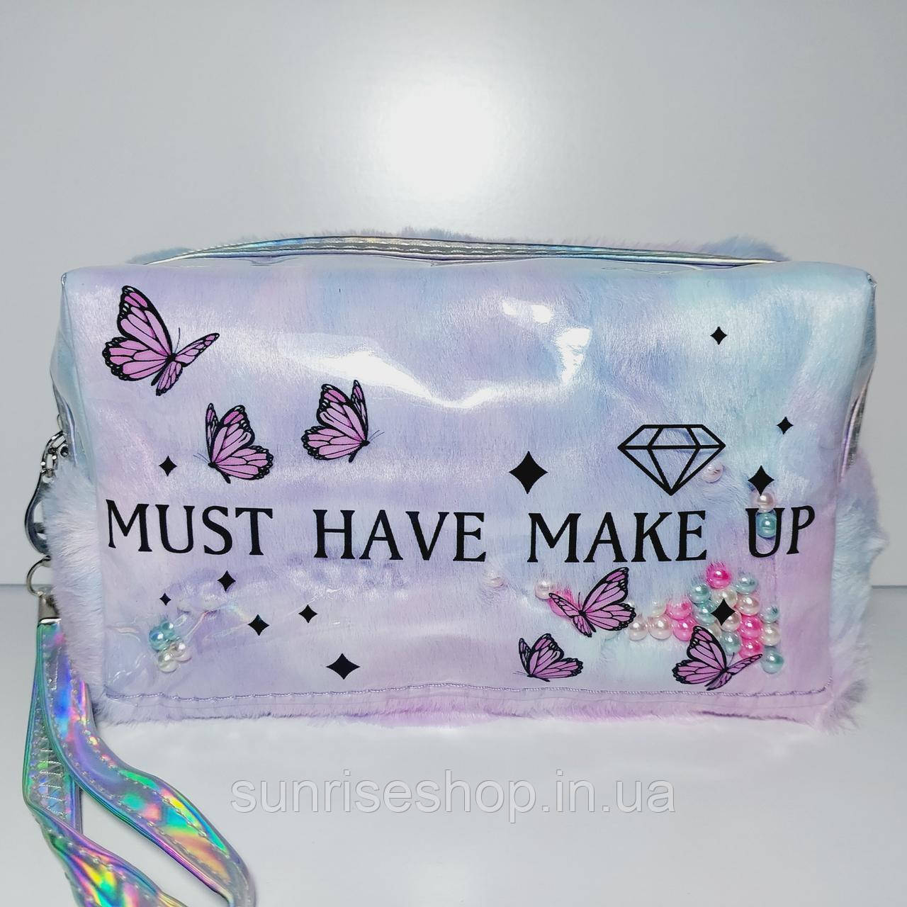 Косметичка штучне хутро форма бочонок