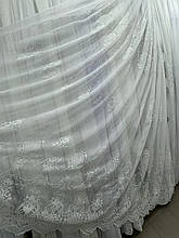 Тюль льон з вишивкою №106224 айворі опт