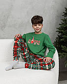 Дитяча ( підліткова) новорічна піжама для хлопчика  Love- Family look для сім'ї 5-6 років, Зелений