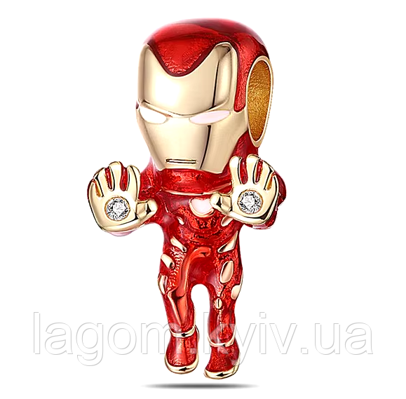Срібний шарм-підвіска в стилі PANDORA 925 проба Marvel Iron Man Залізна Людина намистина ПАНДОРА, фото 1