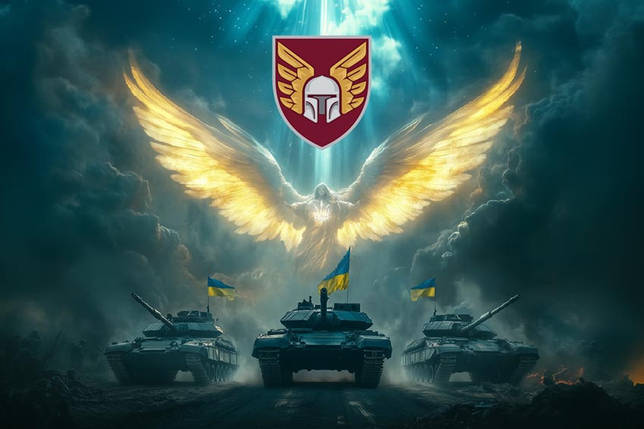 Прапор 46 ОАеМБр ДШВ Янгол ЗСУ синій, фото 1