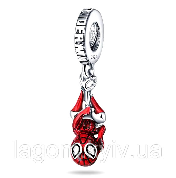 Срібний шарм-підвіска в стилі Pandora Marvel Spider-Man намистина з цирконом 925 на браслет Пандора