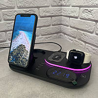 Бездротова зарядка, док-станція 4в1 для iPhone,apple watch,airpods 30W - Чорний колір