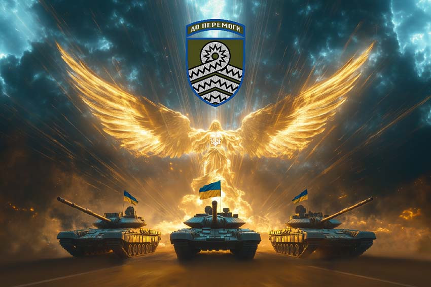 Прапор 59 ОШБр імені Якова Гандзюка Янгол ЗСУ золотий