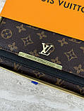 Жіночий гаманець Louis Vuitton коричневий + чорний великий подвійний Луї Віттон, фото 2