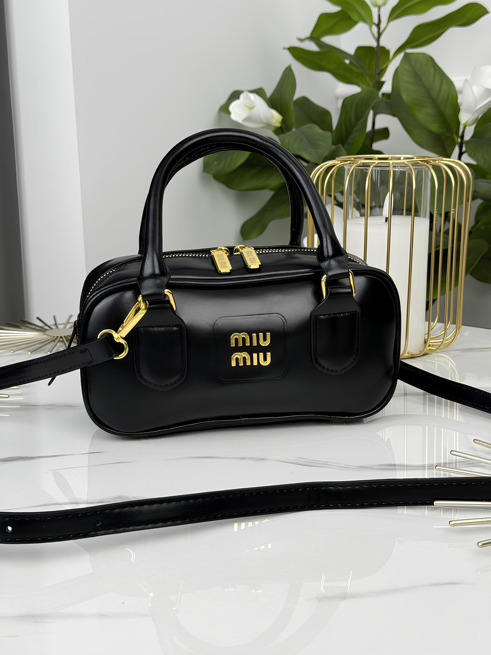Сумка жіноча Miu Miu Arcadie Leather чорний класичний крос-боді Міу Міу, фото 1